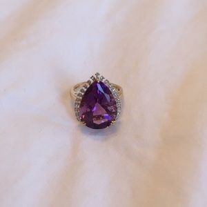 14 gold huge amethyst and diamond ring deducted